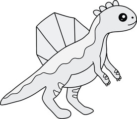 Cute Spinosaurus Dinosaur Line Art