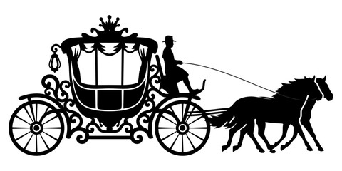 Fototapeta na wymiar horse carriage silhouette vector