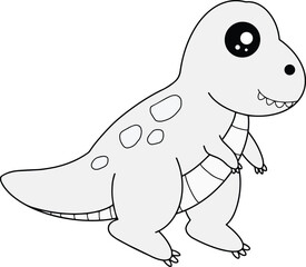 Cute Tyrannosaurus Dinosaur Line Art