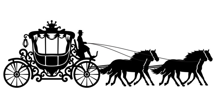 Silhouette of a horse and carriage vector