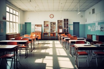 Fototapeta na wymiar Empty classroom at school.