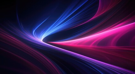 Fototapeta premium abstract futuristic neon background with glowing ascending lines. Fantastic wallpaper