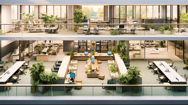 Expansive Office Floorplan Showcasing Interconnected Departments