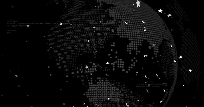 Animation of star shapes and programming language over digital globe