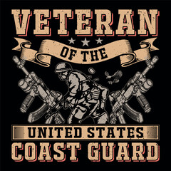 Obraz premium Veteran Of The United States Coast Guard Soldier Veteran SVG T-Shirt Design Sublimation Graphic Vector