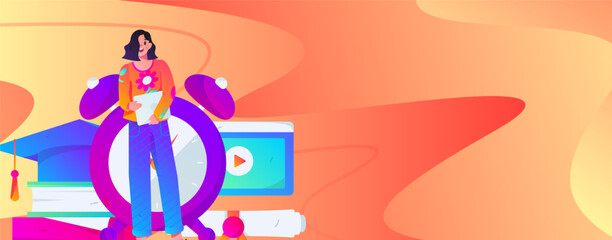 Education learning people flat vector concept hand drawn illustration