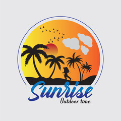 Fototapeta na wymiar Sunrise Outdoor Time T-Shirt Design for You