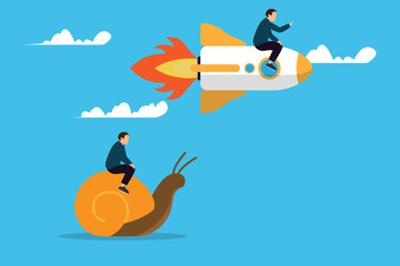 Boost fast speed to win business competition, high performance employee, competitive advantage winner 2d vector illustration concept for banner, website, landing page, flyer, etc