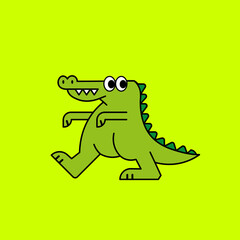 crocodile, vintage cartoon product mascot, flat design
