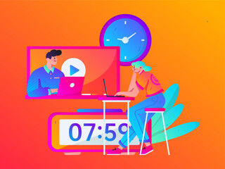 Education learning people flat vector concept hand drawn illustration