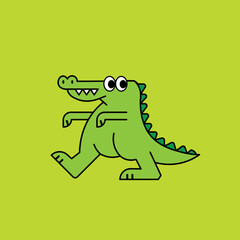 crocodile, vintage cartoon product mascot, flat design