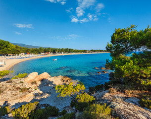 Summer morning Platanitsi beach on Sithonia Peninsula (Chalcidice, Greece).
