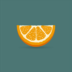 Orange slice design on green-blue background. Vector illustration