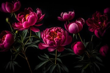 A Still Life Close up shot of Peony Flower. The peony stands as a symbol of beauty and romance - AI Generative
