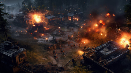 Craft an epic battle scene in a game