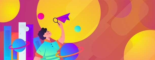 Education learning people flat vector concept hand drawn illustration