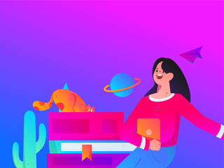 Education learning people flat vector concept hand drawn illustration