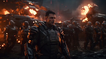 Craft an epic battle scene in a game