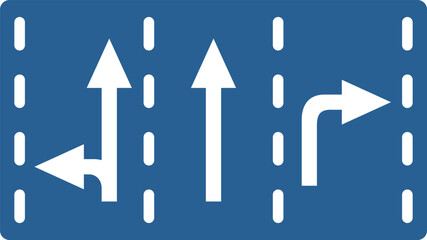 シンプルな標識のカラー単品イラスト　進行方向別通行区分