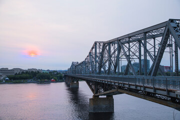 Beautiful view of the Alexandra Bridge in Ottawa, Canada