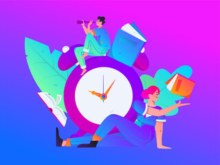 Education learning people flat vector concept hand drawn illustration