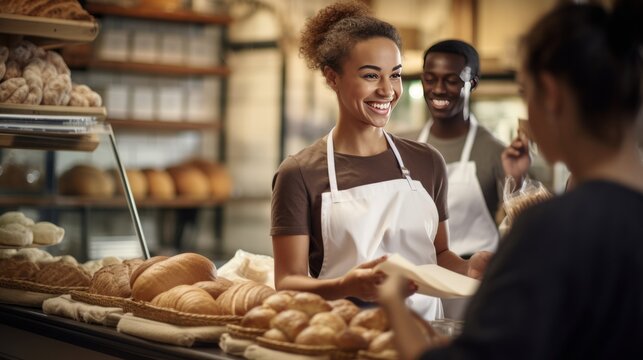 Photo of a couple at a bakery counter