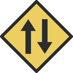 シンプルな標識のカラー単品イラスト　二方向交通