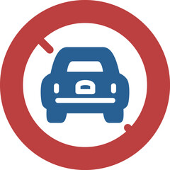 シンプルな標識のカラー単品イラスト　二輪の自動車以外の自動車通行止め