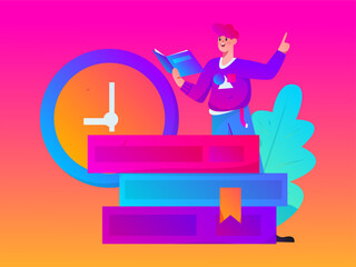 Education learning people flat vector concept hand drawn illustration