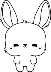 Kawaii Rabbit Coloring, Kawaii Animal Outline
