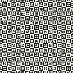 Monochrome Floral Textured Checkered Pattern