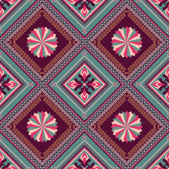 Seamless pattern with fantasy flowers, natural wallpaper, floral decoration curl illustration. Paisley print hand drawn elements.Geometric ethnic pattern seamless flower color