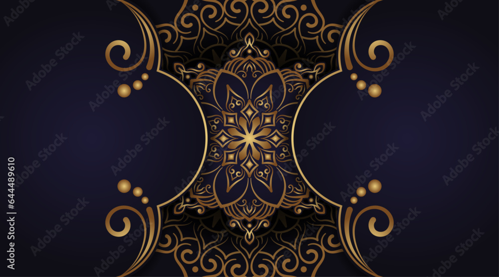 Wall mural luxury background with golden mandala ornament