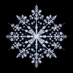 Pattern in the form of a snowflake on a black background.