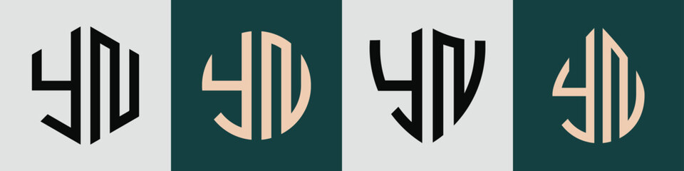 Fototapeta Creative simple Initial Letters YN Logo Designs Bundle. obraz