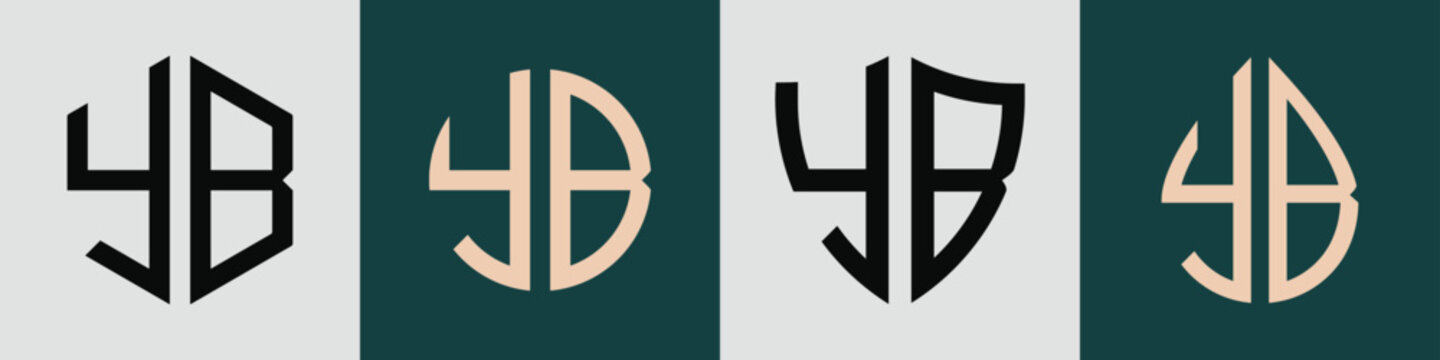 Creative simple Initial Letters YB Logo Designs Bundle.