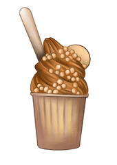 Milk Tea Ice Cream Illustration