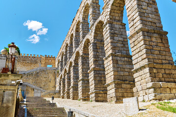 Segovia city and medieval ancient Roman Aqueduct