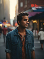 A man stands alone in the street