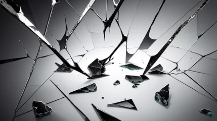 Fotobehang 砕け散るガラスの破片　ひび割れ © sunafe