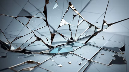 Foto op Plexiglas 砕け散るガラスの破片　ひび割れ © sunafe