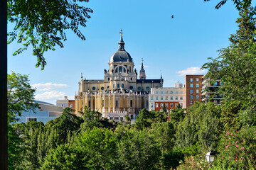 Cathedral de Almudena de Madrid view. Spain