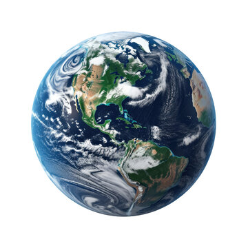 Space photography of the earth on cutout PNG transparent background