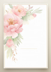  Watercolor Mother's Day Card  Peonies Template,  Soft Blush Pink and shimmering Glistening Gold hues