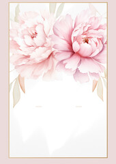  Watercolor Mother's Day Card  Peonies Template,  Soft Blush Pink and shimmering Glistening Gold hues