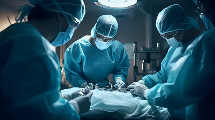 Doctors, Healthcare Professionals Performing a High-Stakes Surgery with Precision and Expertise