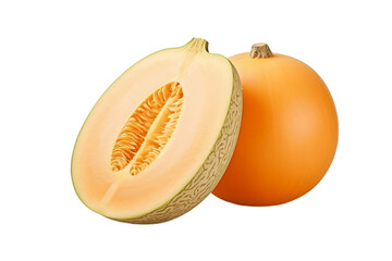 Refreshing Muskmelon Isolated on a Transparent PNG Background. Generative Ai