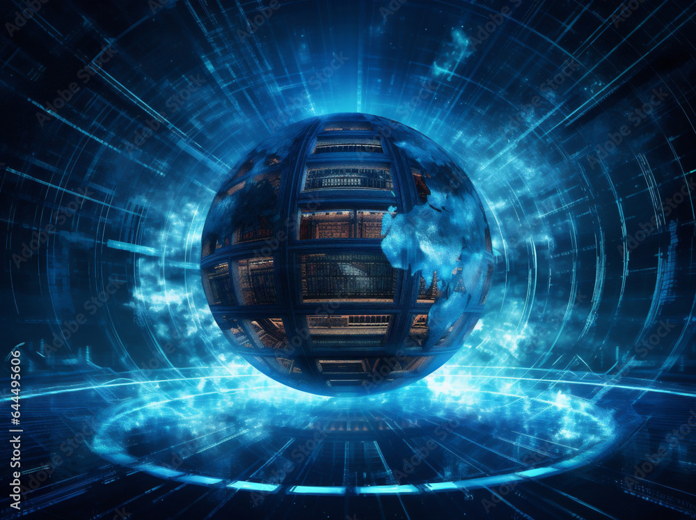 Aufkleber connection internet technology cyberspace earth planet map global network globe. generative ai.