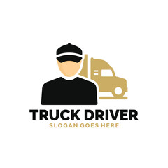 Truck driver logo design vector illustration