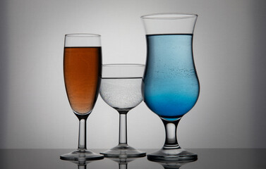 glasses full of coloured water